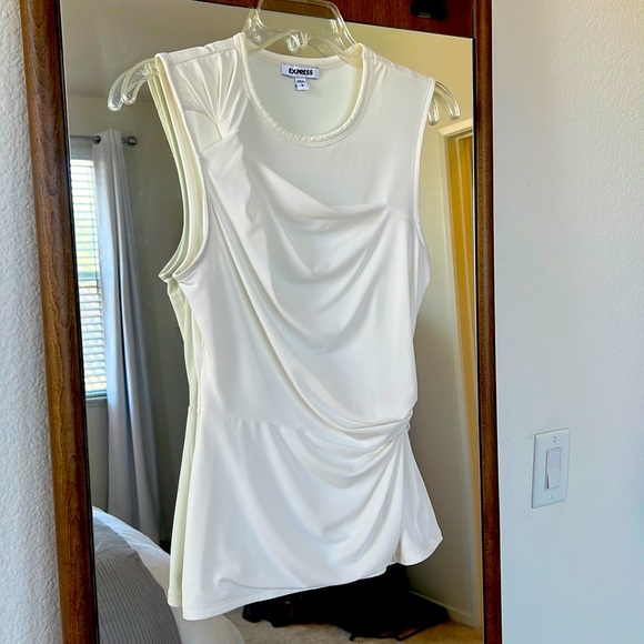 Express Rouched Ivory Sleeveless Top - Picture 1 of 2